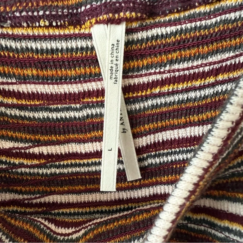 Anthropology- Smocked Puff-Sleeved Striped Knit Top (Size:Large) - Picture 10 of 10